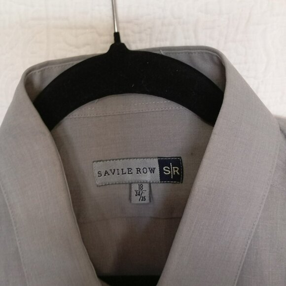 Savile Row Dress Shirt Button-UpSize 18 34/35 Mens Gray Long Sleeve Cotton Blend - Picture 2 of 6